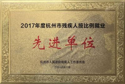 2017年殘疾人就業比例先進單位