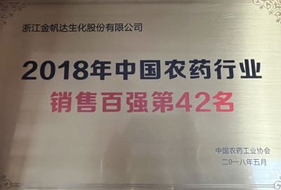 2018年中國農藥行業銷售42名